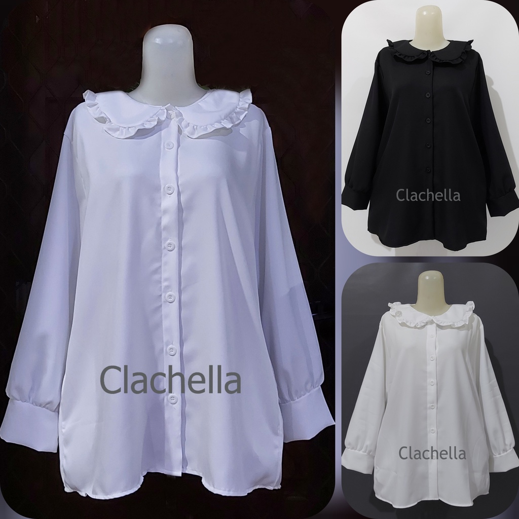 Clachella Baju Atasan Wanita Putih Motif Polos, Blus B1B8593