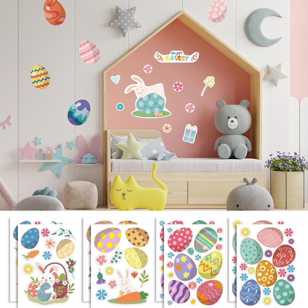 Preva 8Pcs/Lot Paskah Dekorasi Rumah Chick Jendela Sticker Bunny