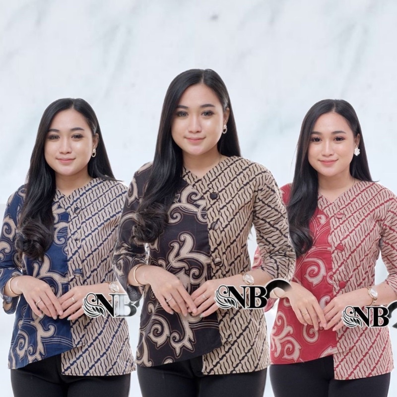 0INARA BLOUSE - Blouse Batik Modern Blouse Batik Wanita Baju Batik Wanita Modern Blouse Batik Kombinasi Atasan Batik Wanita Blouse Batik