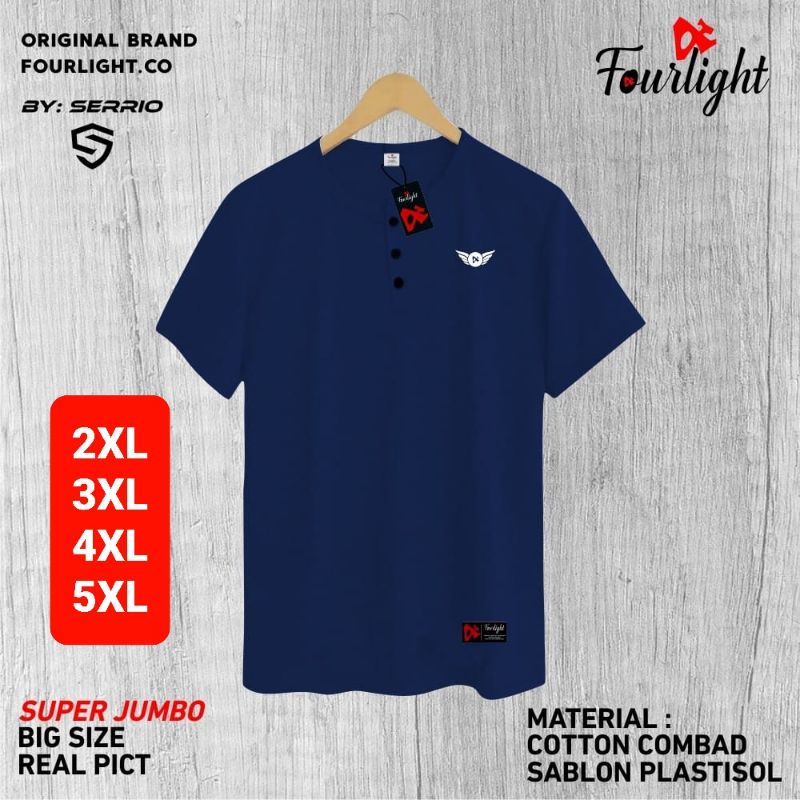 Kaos jumbo pria Polos Kancing Bordir big size 2XL - 5XL - bigsize oversize xxl xxxl XXXXL XXXXXL (025)