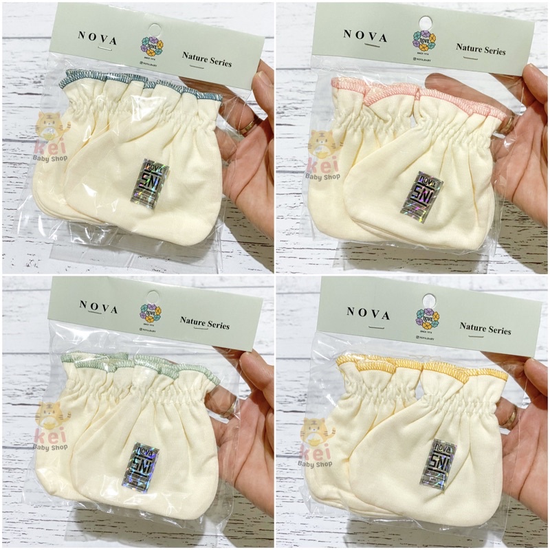 Nova Sarung Tangan Kaki Bayi Newborn Ezy Nature Polos - STK Mittens Booties Bayi Newborn Nova