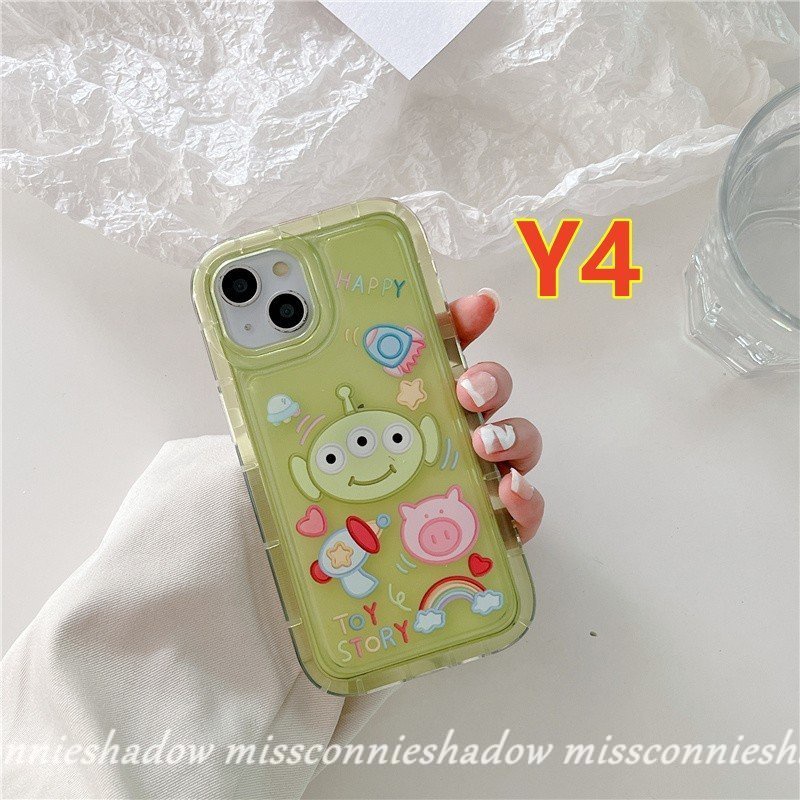 IPHONE Casing Kompatibel Untuk Iphone11 14 13 12 Pro Max7 8 6 6S Plus XR X XS MAX Shockproof Airbag Kartun Stiker Lucu Toy Story Alien Buzz Lightyear Casing Ponsel TPU Lembut Transparan