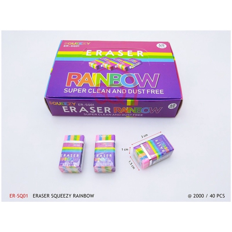 

(1 Pack) Penghapus Pensil Rainbow Squeezy