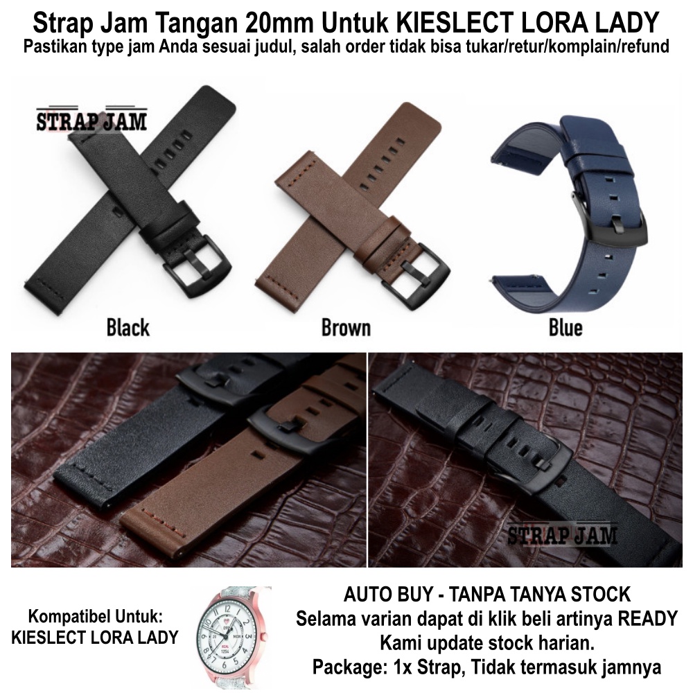 Strap Kieslect Lora Lady 20mm - Tali Jam Tangan Modern Leather Kulit Polos Simple