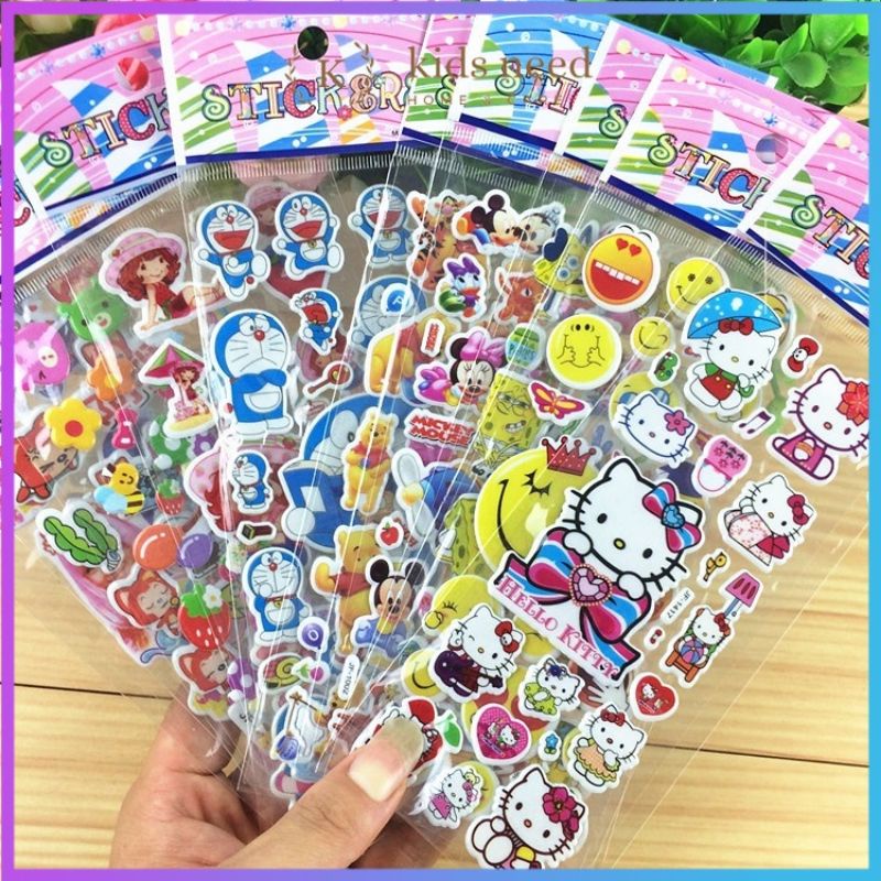AS Stiker 3D Anak Stiker Timbul Mainan Tempel Karakter