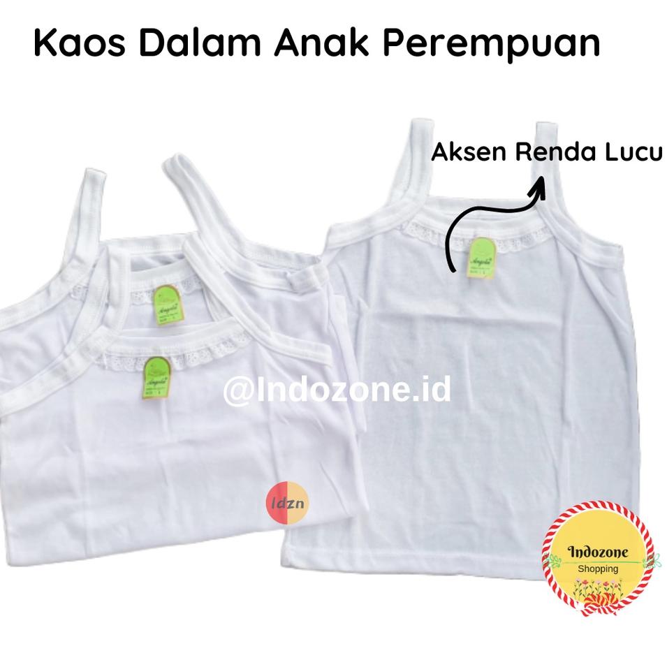 ❥ Singlet Kaos Dalam TankTop Anak Wanita SIZE XL Remaja Putih Dewasa SD SMP Model Renda ㊍