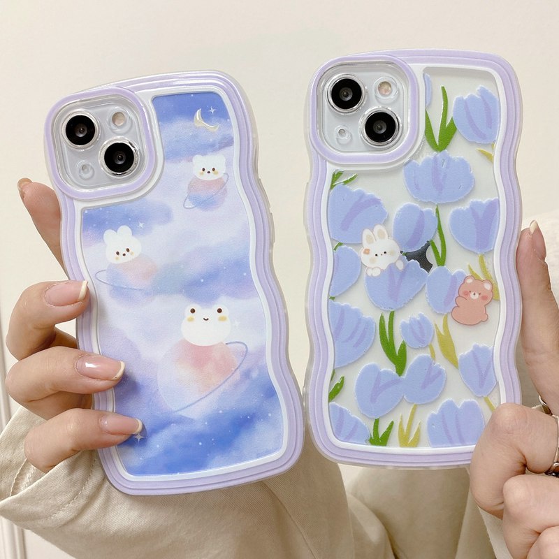 Nice Tulip Moon Bunny Wave Soft Case iP iPhone 6 6S 7 8 + Plus SE 2020 11 12 13 INS Clear Casing Apple