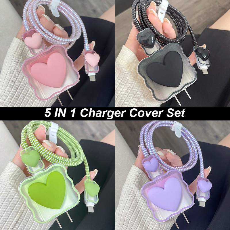 Cases for iPhone iPad Charger 5buah Set Protection Cover Lucu Kartun Pelindung Kabel Handphone Charger protector