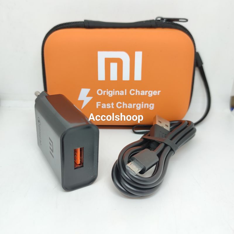 Charger Xiaomi Hitam Micro USB Fast Charging Qualcomm 3.0 Plus Dompet