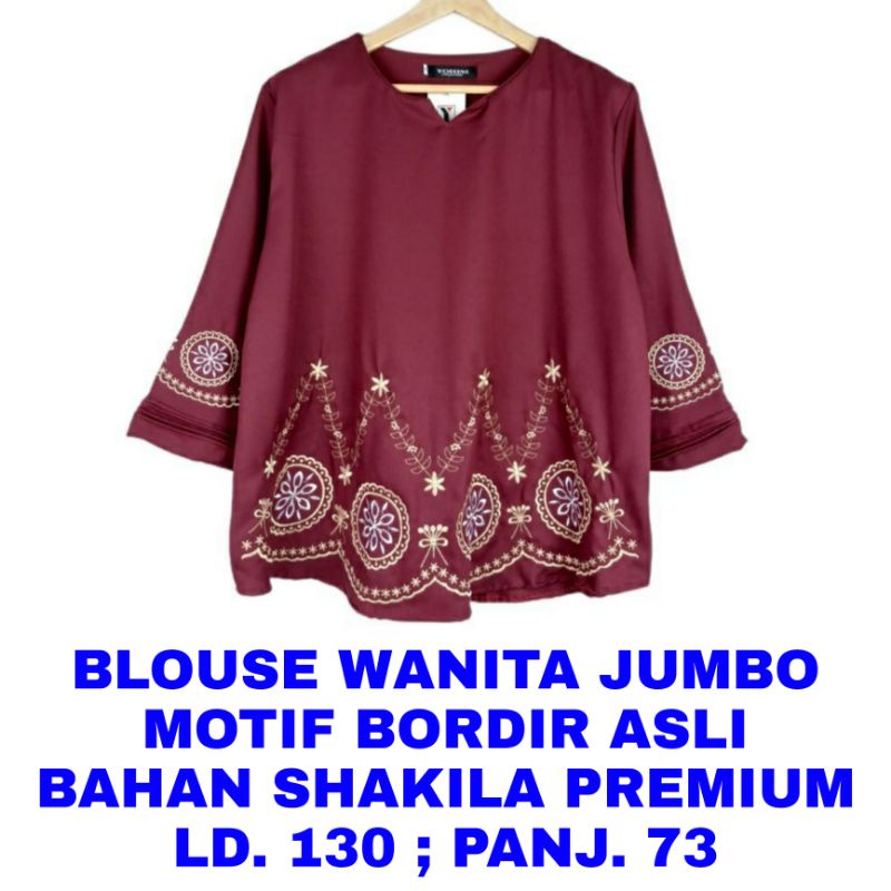 WK BLOUSE BORDIR WANITA JUMBO LD 130 BAJU ATASAN CASUAL