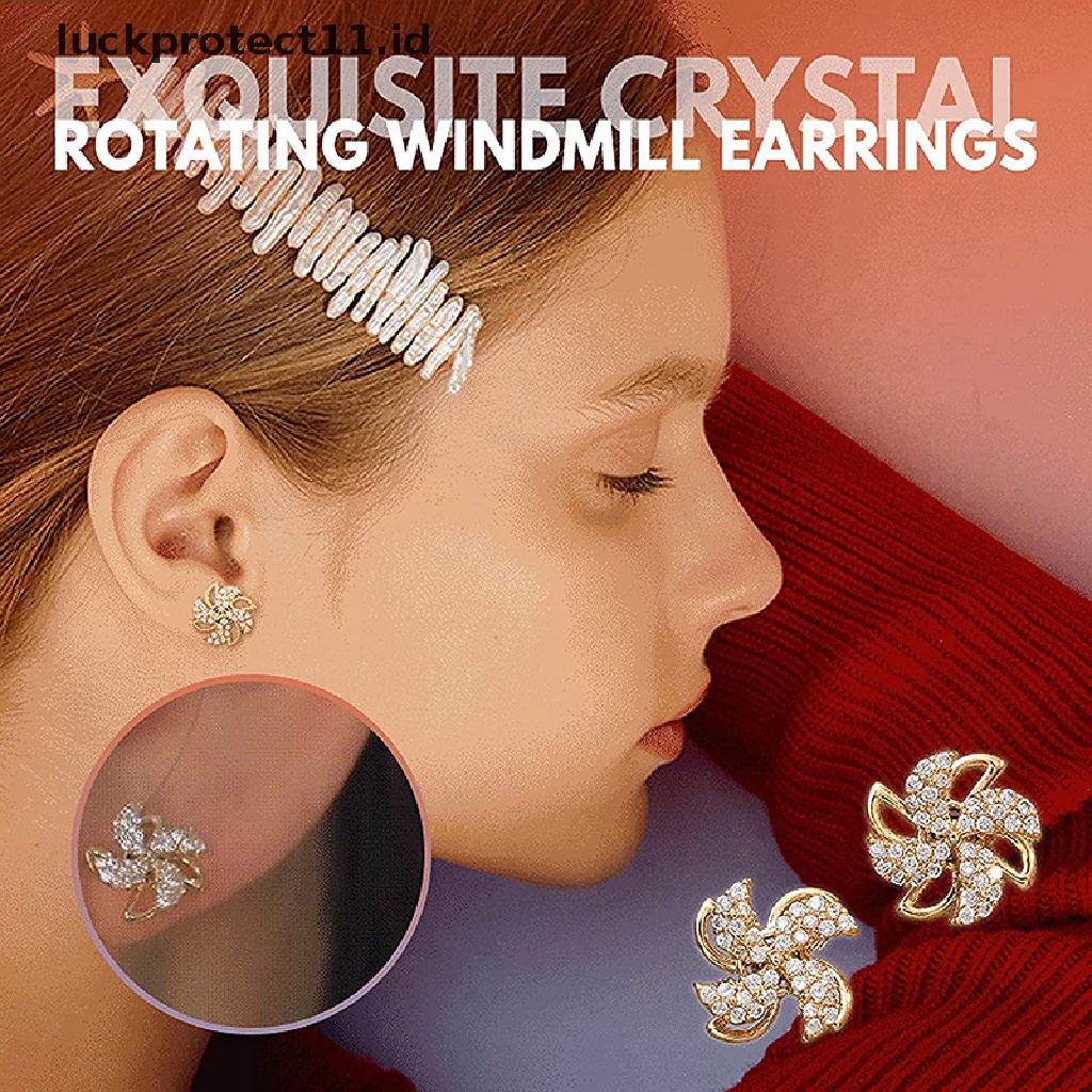 /Fashion Hot// Fashion// Rotag Windmill Ear Studs Anting Perak925 Lapis Perak Murni Wanita Perhiasan.