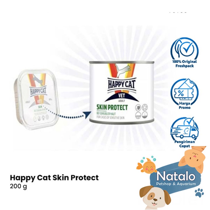 Happy Cat Skin Protect 200GR Vet Wet Food Makanan Basah Kucing Kaleng Kulit Veterinary