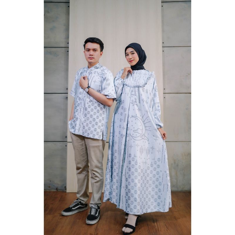 Baju Couple Pasangan Suami Istri Khanza Sarimbit Keluarga Muslim