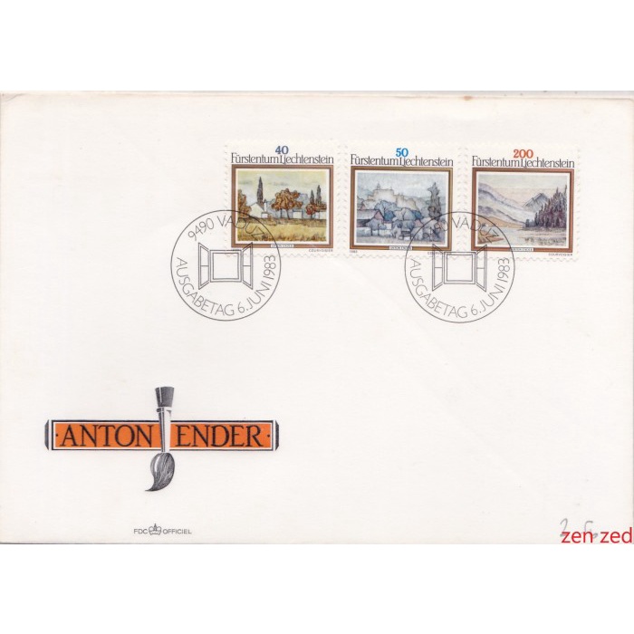 

A647 Prangko Liechtenstein FDC 1983 Landscapes Paintings 1 Pcs