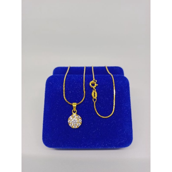 kalung rantai kasandra kotak+liontin bunga mp/perak asli silver 925 lapis emas/fashion wanita