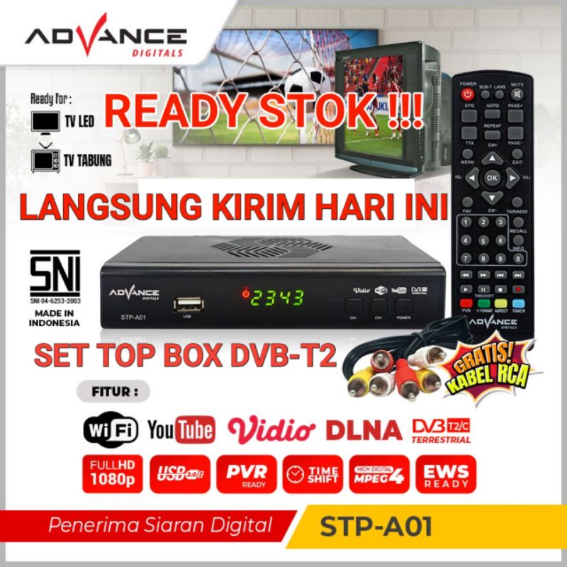 STB Advance Set Top Box Advan TV Digital Maupun TV Tabung Reciever Penerima Siaran Full HD Wifi Bisa