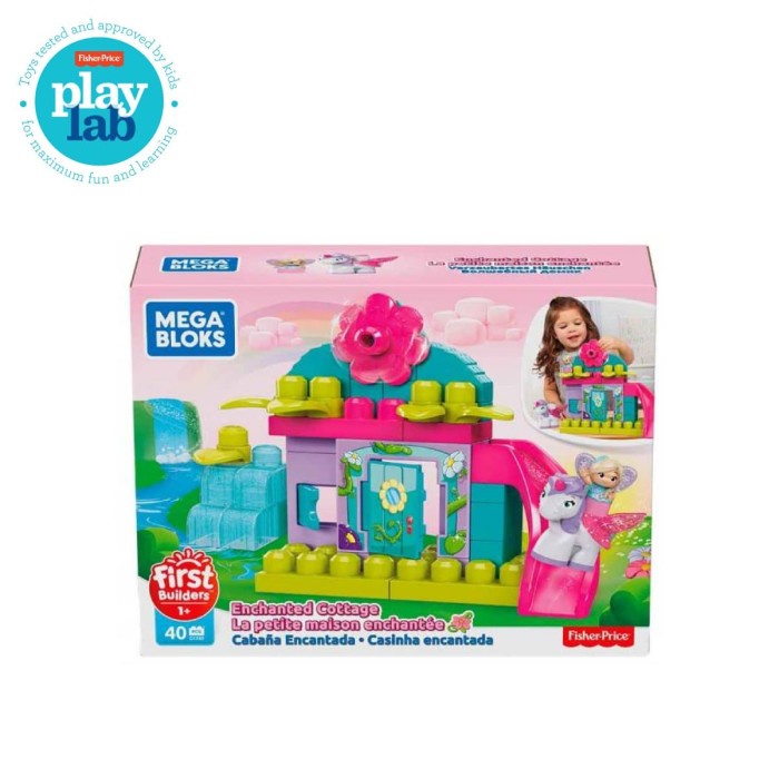 Mega Bloks First Builders Lil' Fairies Enchanted Cottage- Mainan Balok