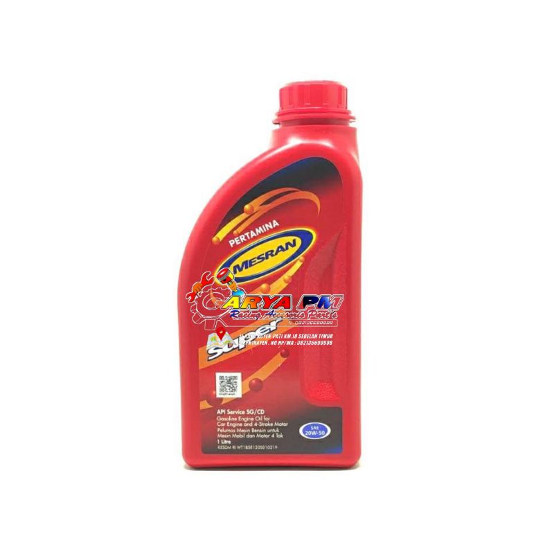 OLI MESRAN 1L, OLI MESIN PERTAMINA MESRAN SUPER  1 LITER SAE 20W-50 ORIGINAL