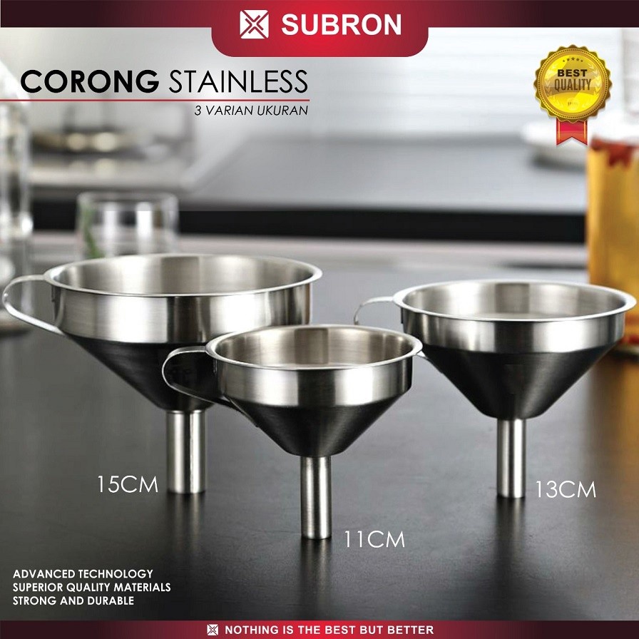 Corong Stainless Gagang Serbaguna Tuang Minyak Garam Kecap Jus - SUBRON