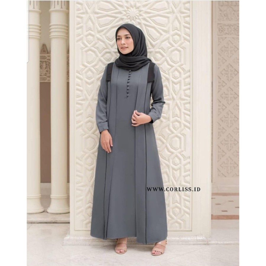 games ibu ibu drees pesta kondangan ghamis polos syar'i pakaian gmis mewah dress simpel baj atasqn g