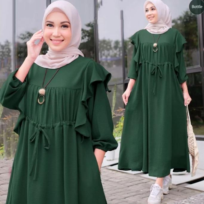 Gamis Midi Jumbo Xxl Crinkle Midi Dress Muslim Ld 120 Nia Midi