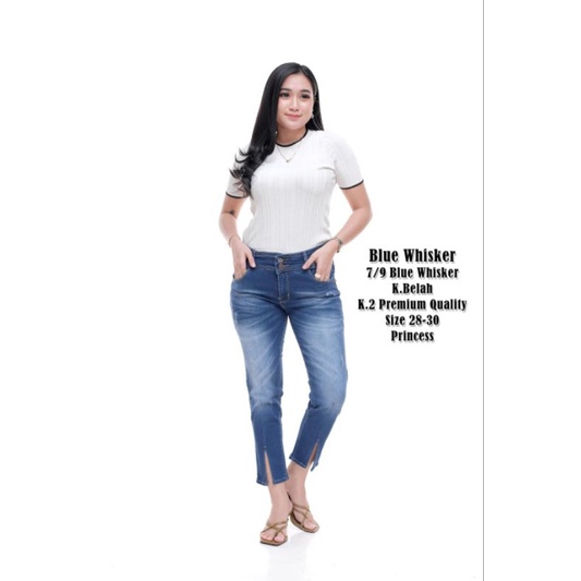 Celana Wanita 7/9 Strit Sobek / Celana Wanita Kancing 2 / Celana Jeans Wanita