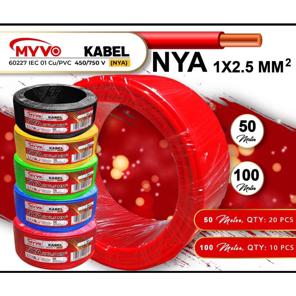Kabel NYA MYVO MERAH 1X2,5MM 50M