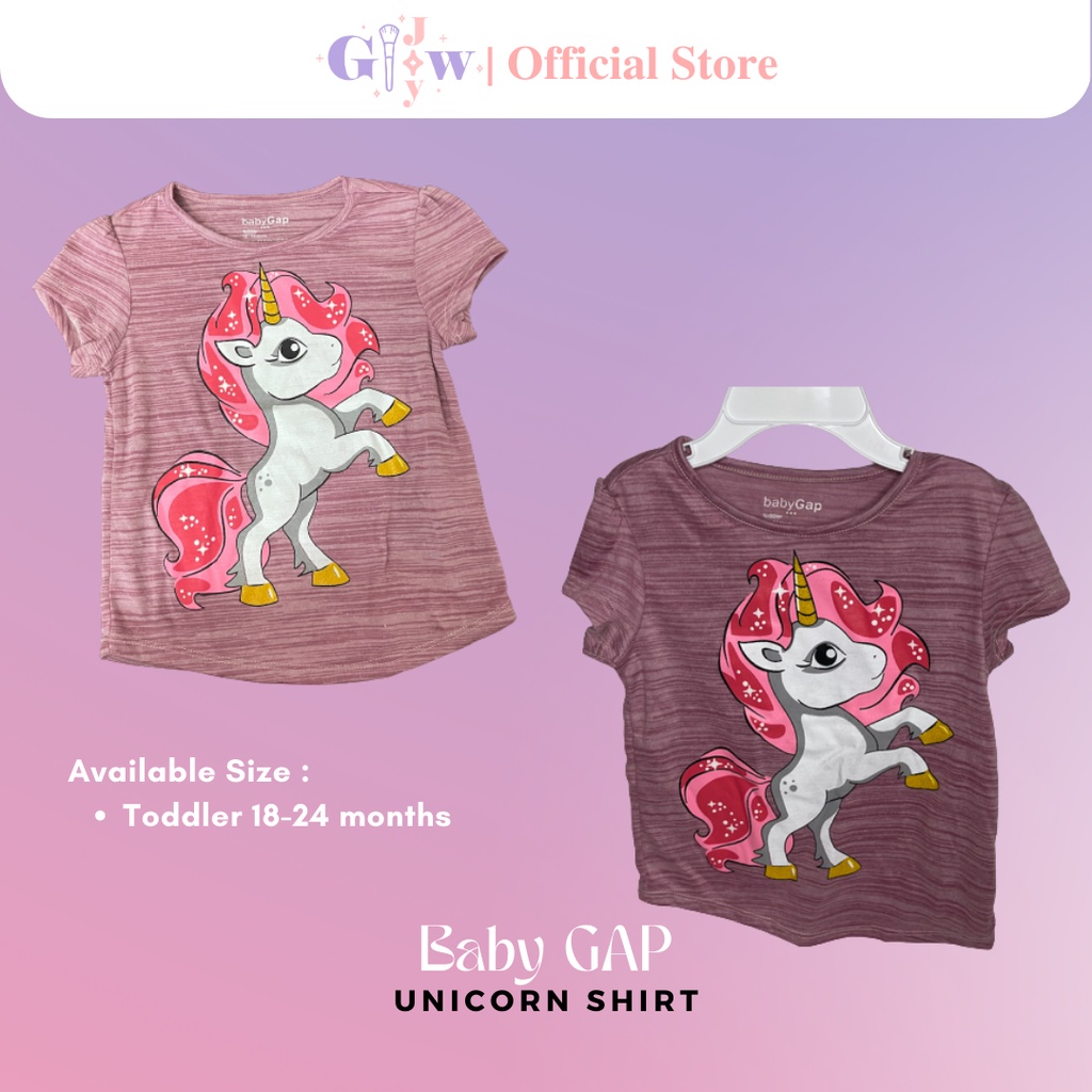 A5013 BABY GAP unicorn t-shirt for girls / baju anak kecil bayi remaja girl bodysuit jumper pakaian perempuan laki laki cowo cewe cewek cowok kemeja overall lucu unik imut gemas gemes murah sisa ekspor export kaos kaus