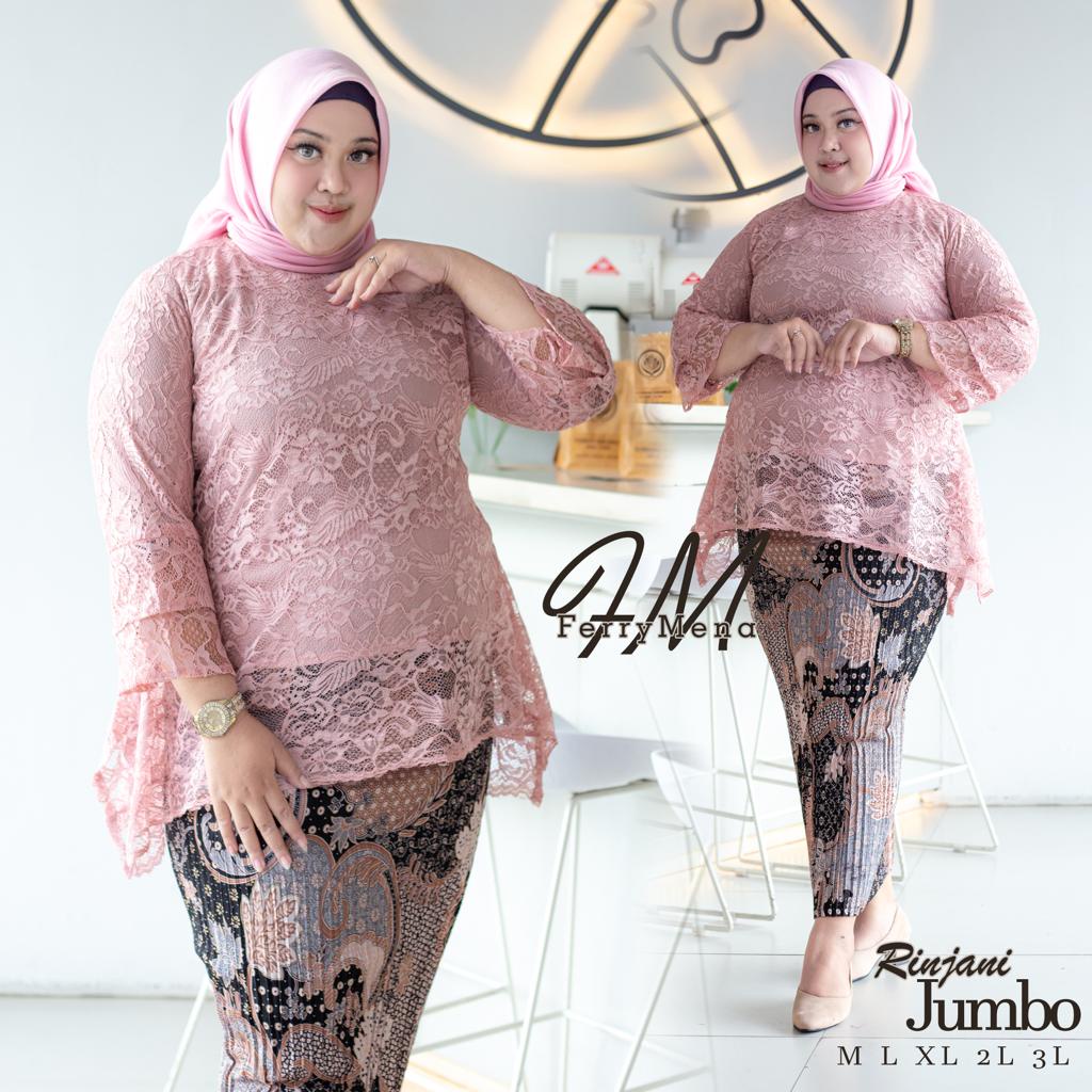 Kebaya Rinjani Jumbo Set Brukat M L XL XXL XXXL LD 100 105 110 120 130 CM Setelan Brokat Rinjani Jum