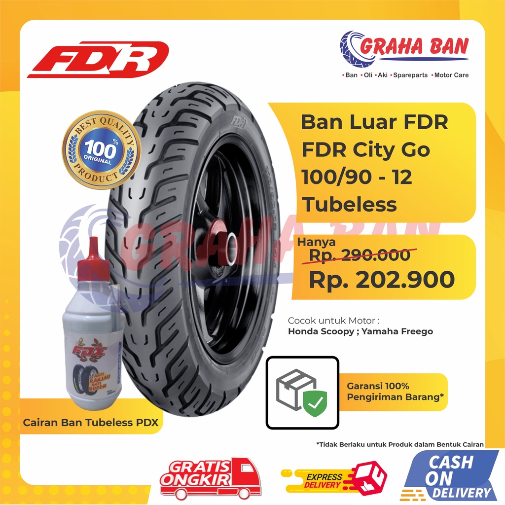 BUNDLING BAN MOTOR TUBELESS FDR CITY GO RING 12 + CAIRAN BAN TUBELESS / BAN MOTOR ONLY MOTOR HONDA S