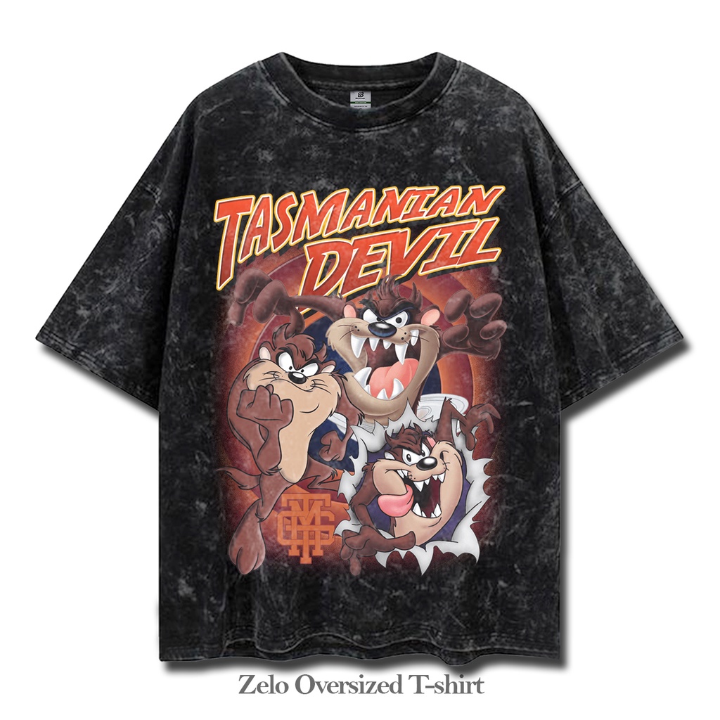 Tazmanian Devil Vintage Tee Oversize Washed // Kaos Washed Oversize Pria/Wanita