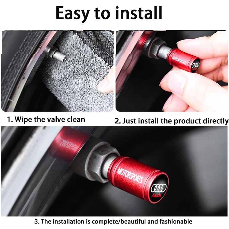 4buahbuah/lot Tutup Klep Batang Ban Mobil Aluminium Anti Debu Tire Wheel Stem Air Valve Caps Untuk Mobil Sepeda Motor