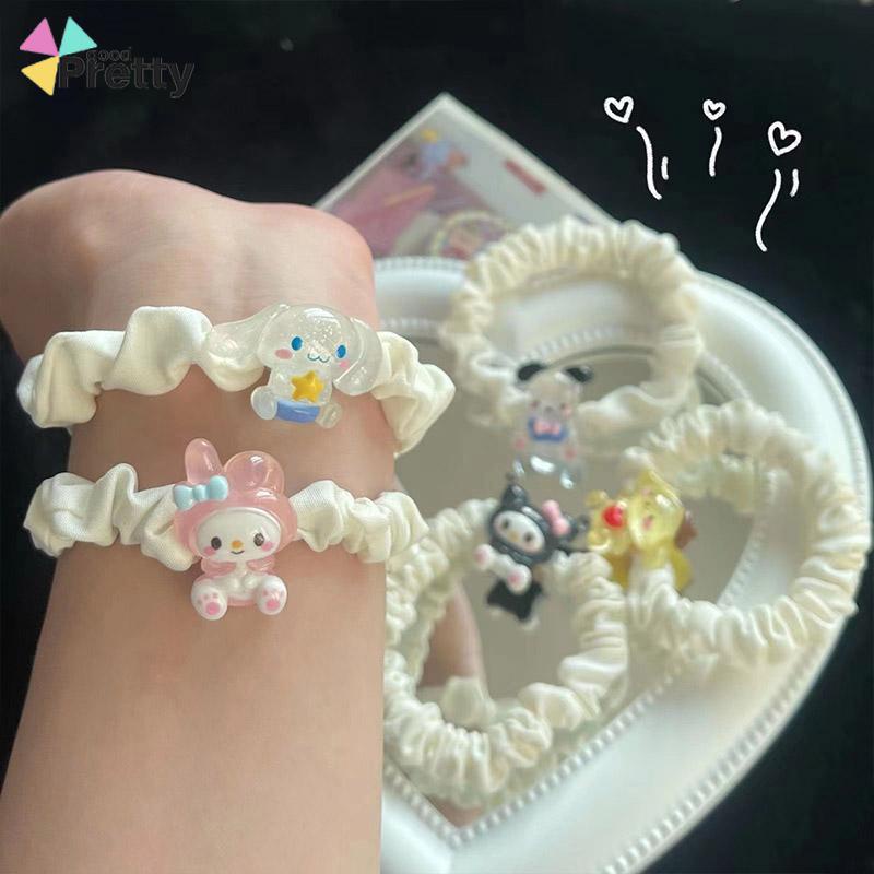 Kartun Cinnamoroll Dog Lipit Cincin Rambut Gadis Manis Lucu Tali Rambut Karet Gelang Karet - PD