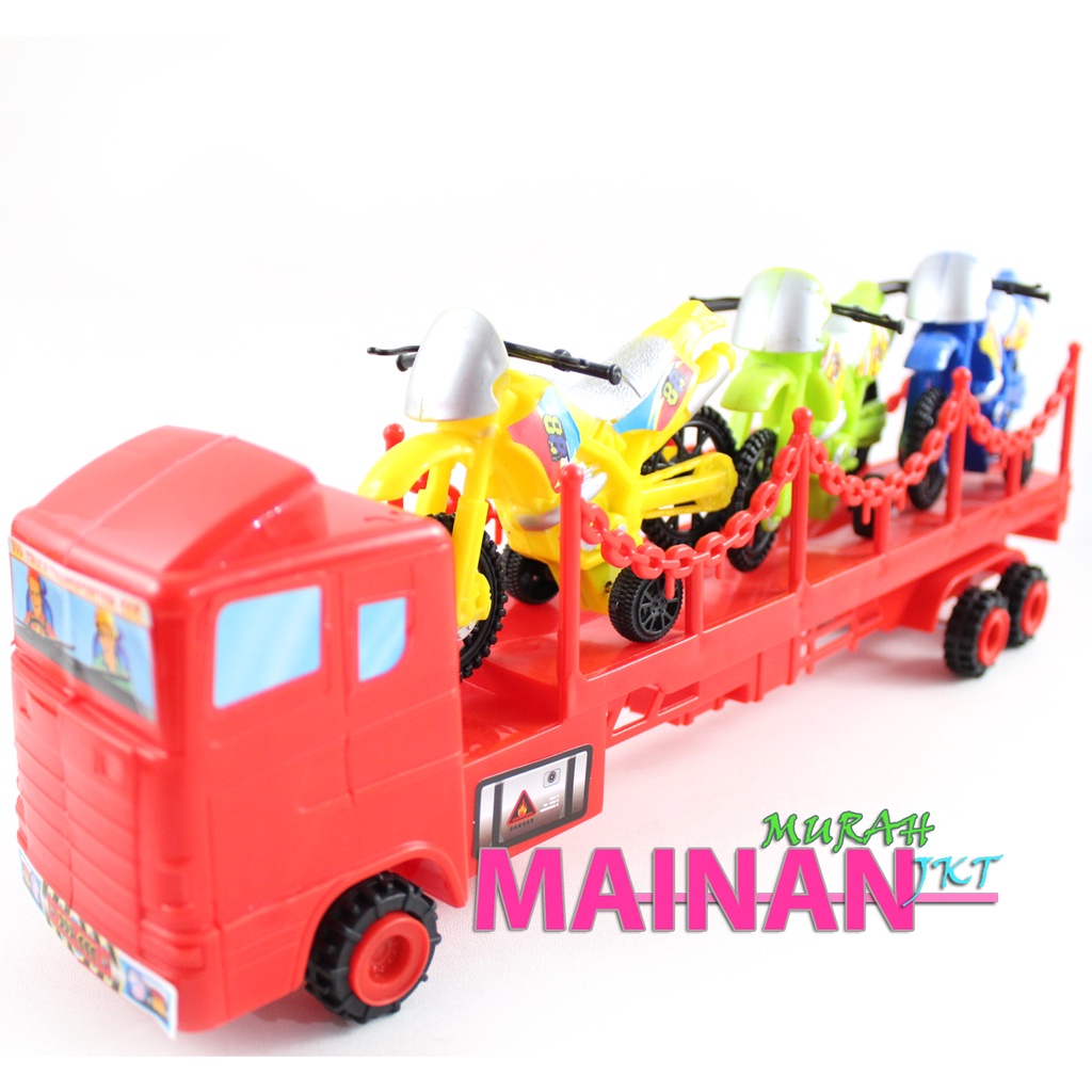 MAINANKEI MAINAN ANAK MURAH MOBIL TRUCK PENGAKUT MOTOR TRIALS OCT6340 TRUCK CONTAINER MOTOR TRACK BALAP ISI 3