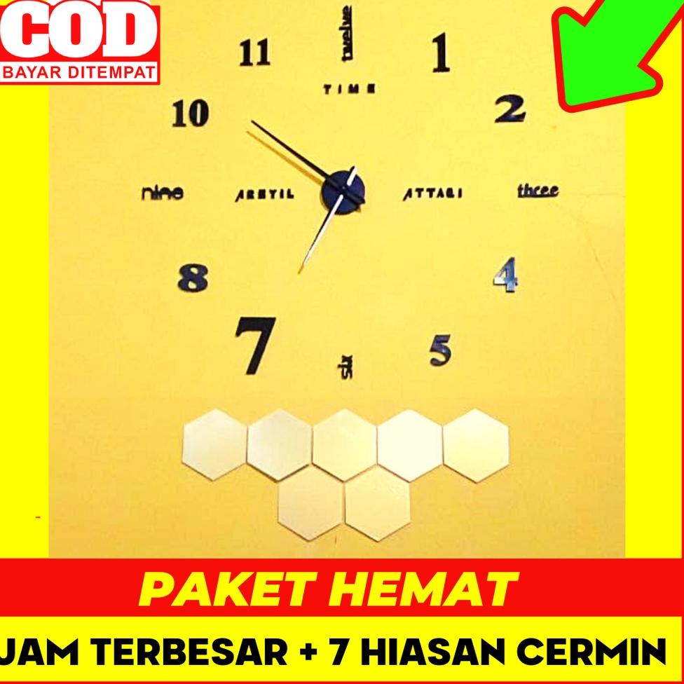 ⇆ Jam Dinding Besar 130cm Ukuran Super Jumbo | Jam Dinding Tempel Tembok DIY Unik | Jam Dinding Jumb