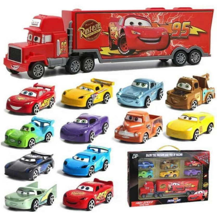 Pixar Car 7pcs/Set Petir Jackson Storm Mcqueen Paman Truk Diecast Metal Model Mobil Mainan Untuk Anak Laki-Laki Anak Mobil Set