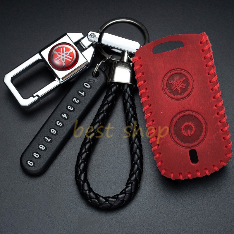 Case Kunci Motor Yamaha y15zr Nmax y16 Xmax y16zr Remote Key Leather Case Cover Dengan Gantungan Kunci