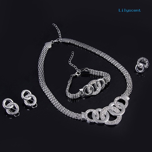 [LS] Kalung Gelang Anting Cincin Rantai Pendek Mewah Wanita Set Perhiasan Fashion