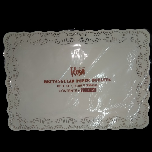 [250pcs] Paper Doyleys Rectangular 10" x 14,5" Putih Rosa | Paper Doilies Kotak Rosa