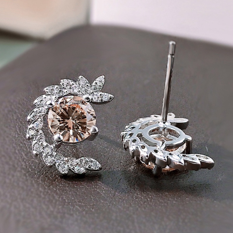 Chic Setengah Lingkaran Berbentuk Orange Cubic Zirconia Stud Earrings Untuk Wanita Temperamen Lady's Earrings Hadiah Mewah Perhiasan Baru
