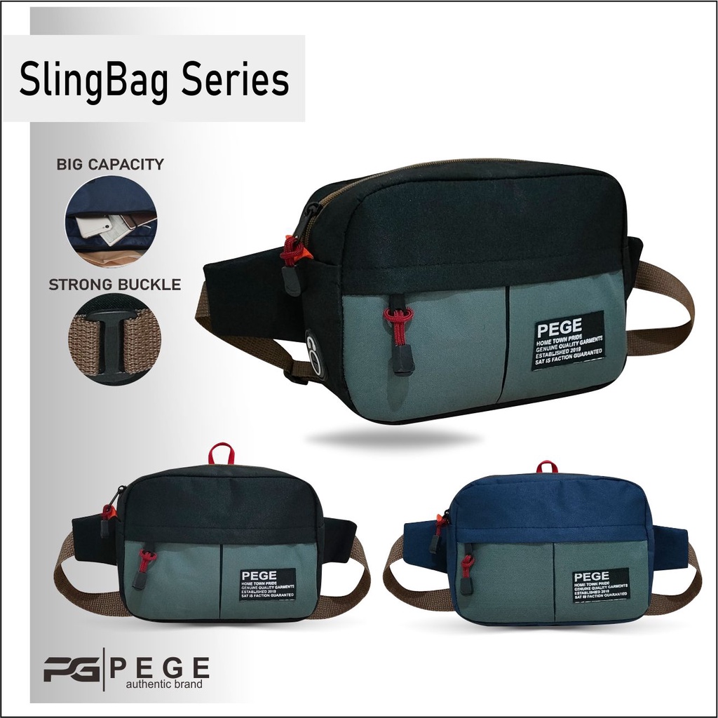 Tas Selempang Bahu Pria PEGE Frey Model Simpel Warna Kombinasi - PG 8944