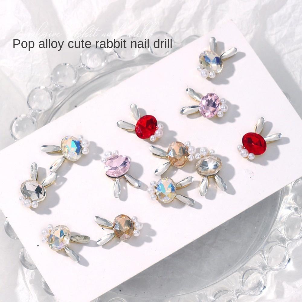 Mxbeauty Kelinci Kuku Berlian Imitasi Lucu DIY Nail Art Manicure Aksesoris Mutiara Kelinci Kartun Nail Art Drills