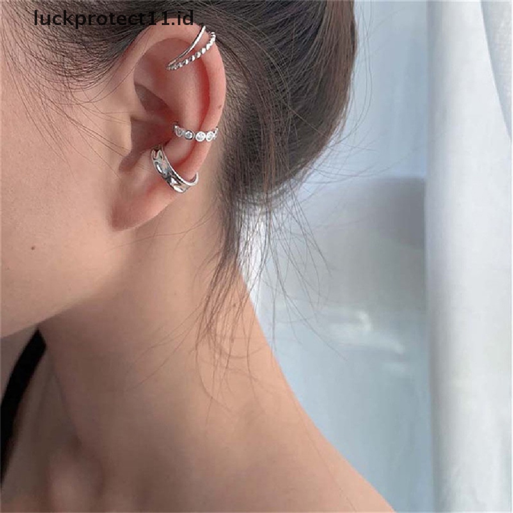 /Fashion Hot// Fashion// 925s Sterling Silver Zircon Geometris Anting Telinga Manset Klip Anting 3pcs/set.