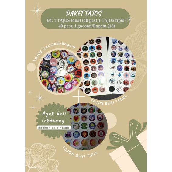 PAKET TAJOS MURAH 1 LEMBAR TAJOS TIPIS, 1 LEMBAR TAJOS TEBAL DAN BOGEM