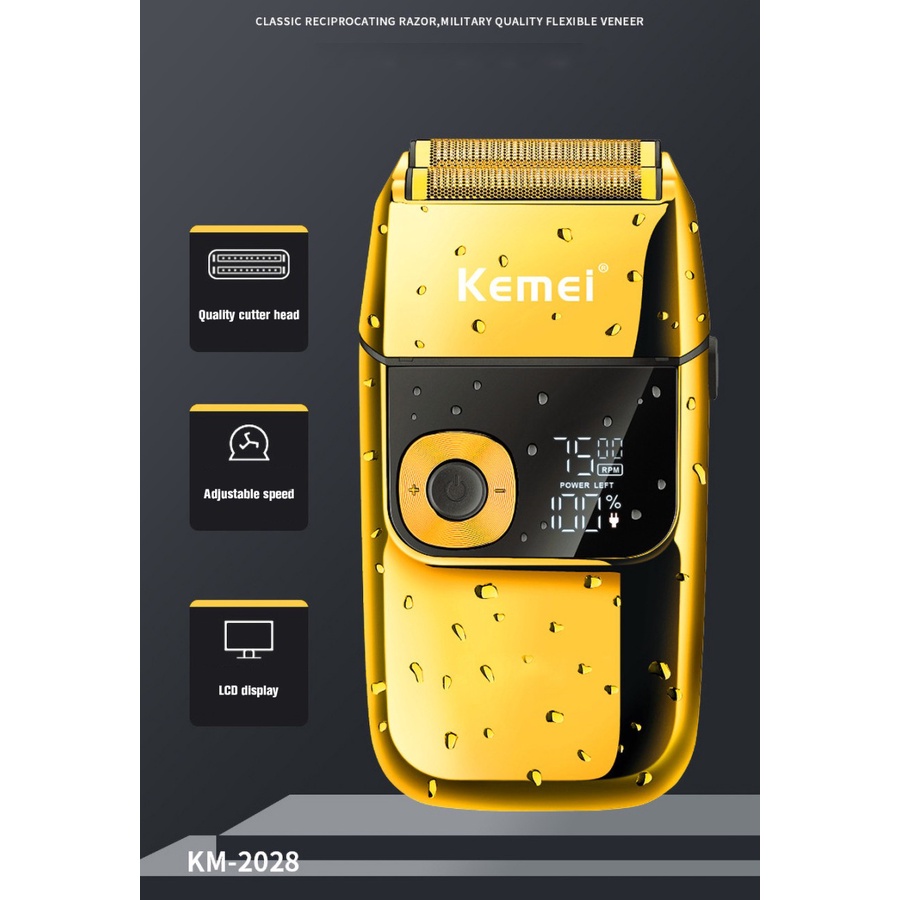 Kemei KM-2028 Alat Cukur Elektrik, Mesin Cukur Barber Profesional USB