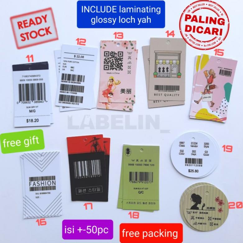 

[PRODUK MWMKV] !!! PART-7 READY HangTag barcode hangtag label baju hangtag harga baju sisa ekspor branded D0M