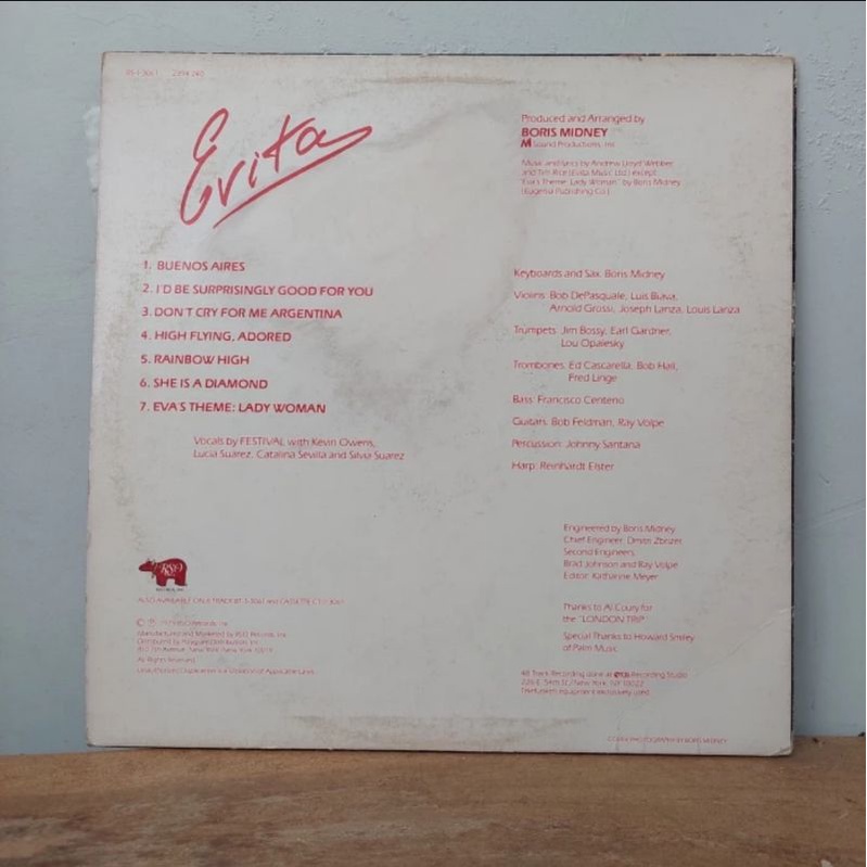 Vinyl Piringan Hitam 12 inch Evita Don't Cry For Me Argentina