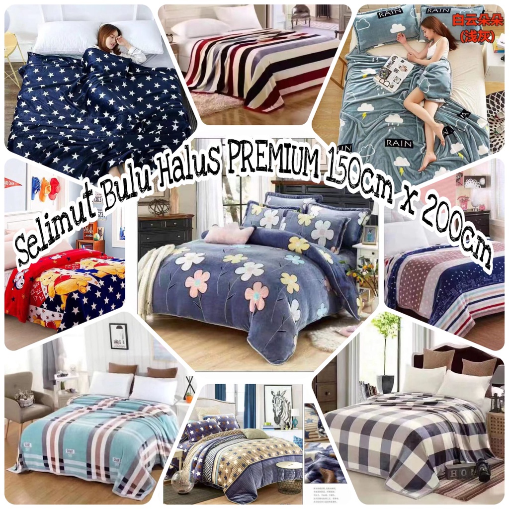 Selimut Bulu Halus PREMIUM 150cm x 200cm Motif Dewasa Aesthetic Blanket Termurah Terlaris Berkualitas