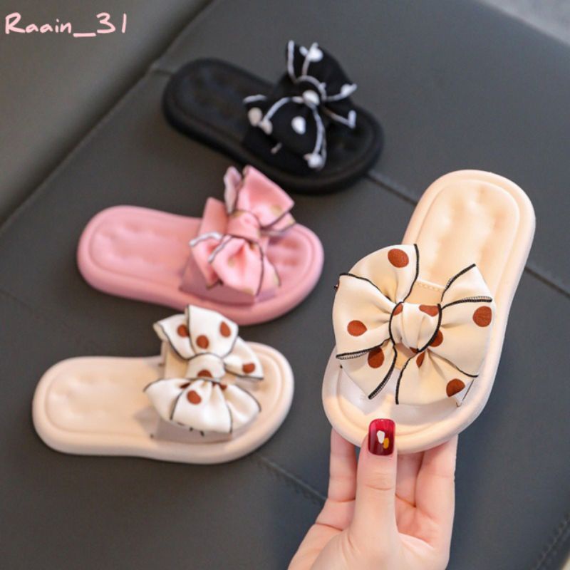 Sandal pita polkadot anak perempuan H Y S Sandal import premium motif terbaru Sendal trendy wanita