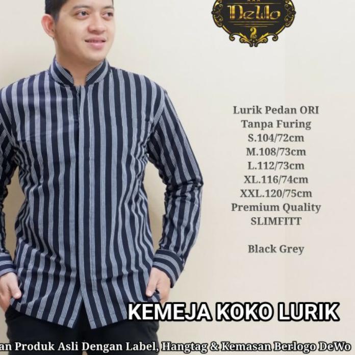 Limited - Kemeja Lurik Lengan Panjang Pria Lurik Pria Black Grey Lengan Panjang KEMEJA KOKO LURIK 지